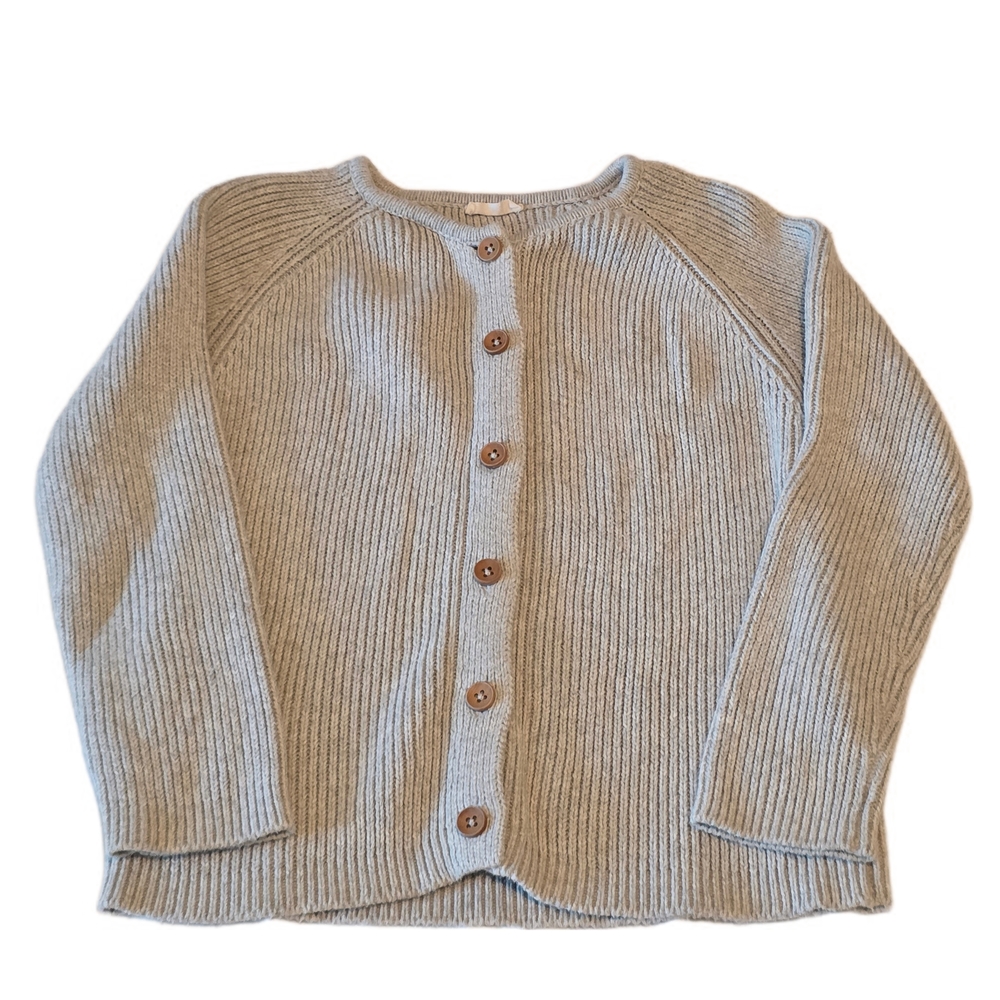 Jamie Kay Rib Cardigan - Powder Fleck - 6YR Gray Sweater